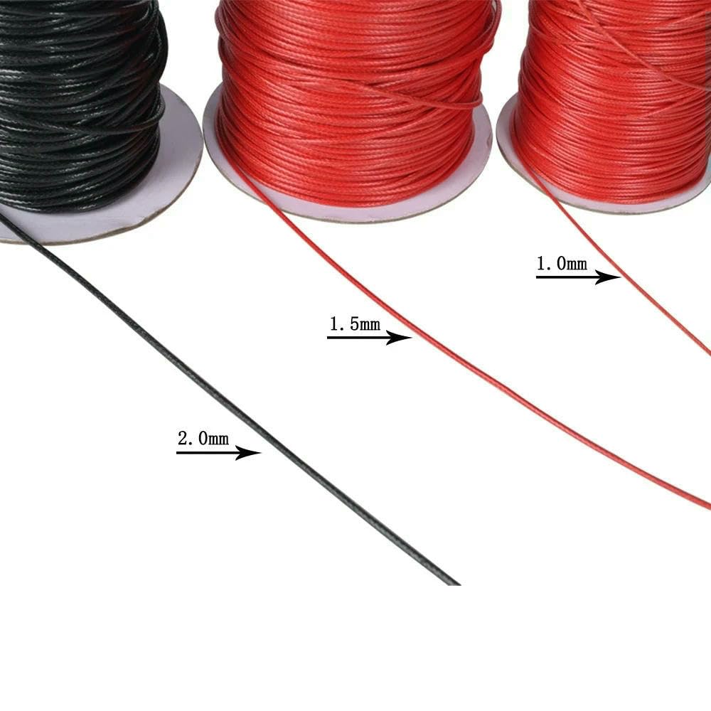 Rollo de cordón de algodón Encerado de 0,5 mm, 0,8 mm, 1 mm, 1,5 mm y 2 mm, Ideal para Hacer Joyas, Pulseras y Collares (Color melocotón, 2,0 mm, 80 Metros)