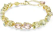 Swarovski Gema Tennis bracelet, Mixed cuts, Multicolored, Gold-tone finish