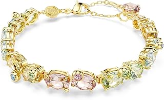 Swarovski Gema Tennis bracelet, Mixed cuts, Multicolored, Gold-tone finish