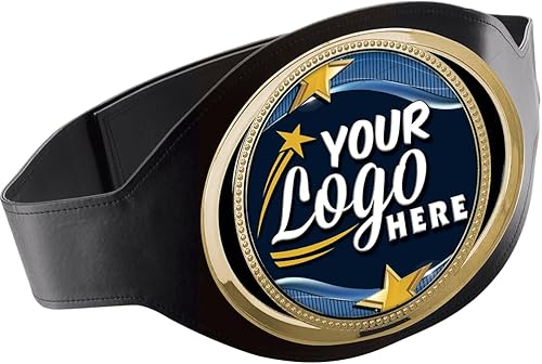 Premio de cinturón personalizado, trofeo de cinturón de cuero negro Premier Gold Champion