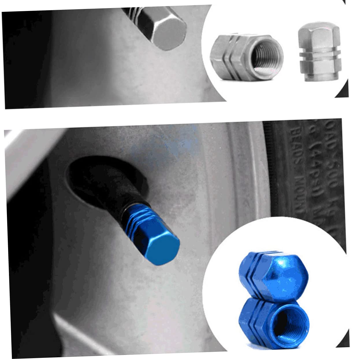 Parliky Aluminum Tire Valve Caps Car Bike 4pcs Set Skidproof Leakproof for Valve Dust Caps