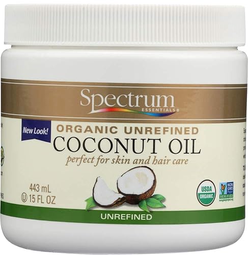 Spectrum Essentials Aceite de coco orgánico, sin refinar, 15 onzas (paquete de 3)