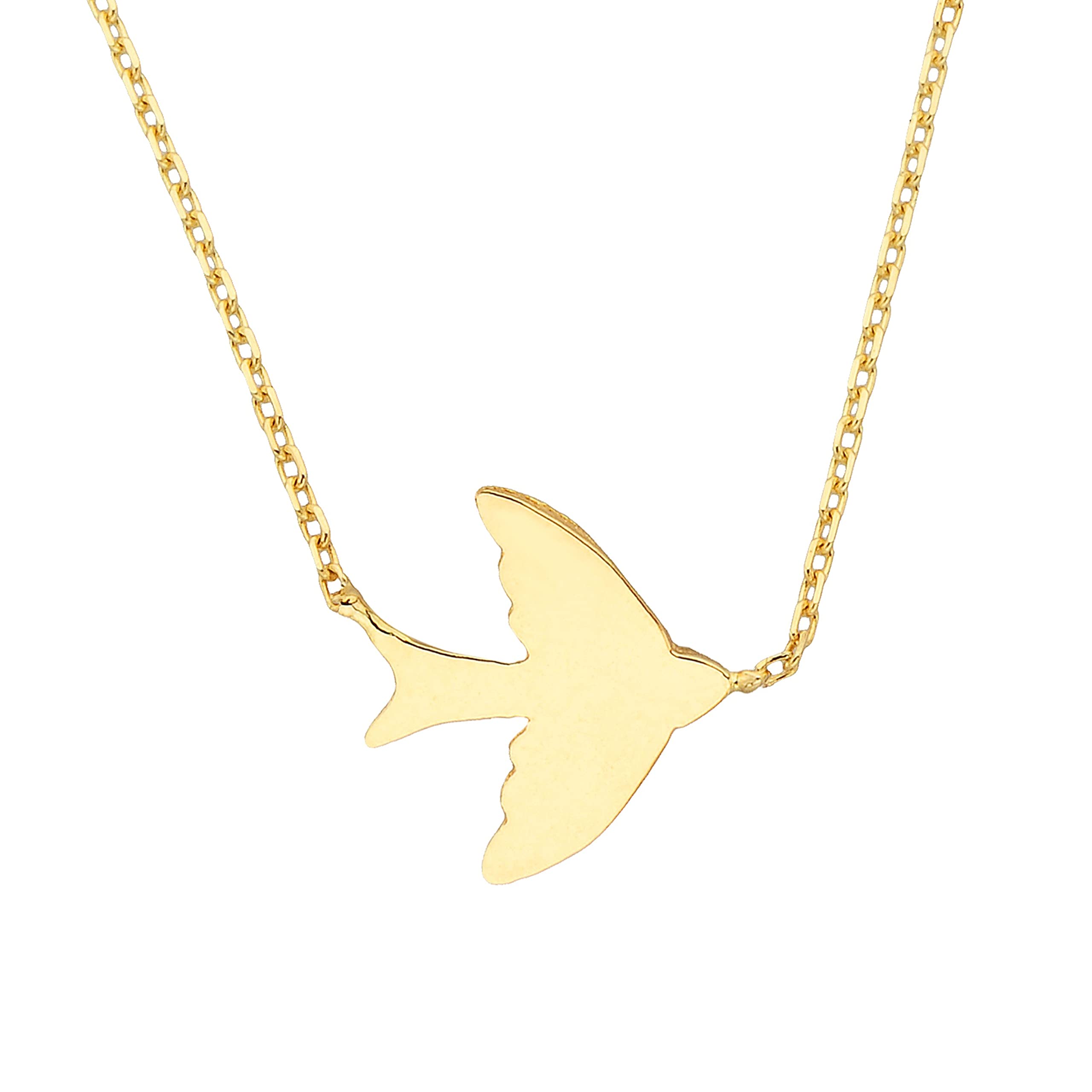 14K Real Solid Gold Swallow Dove Bird Design Cute Charm Dainty Delicate Trendy Sideways Pendant Necklace best birthday gift Women Jewelry girlfriend mother girl