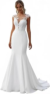 Mermaid Long Wedding Dresses for Bride Satin Lace Applique Simple Boho Wedding Gown Beach Bridal Dresses for Women LJ407