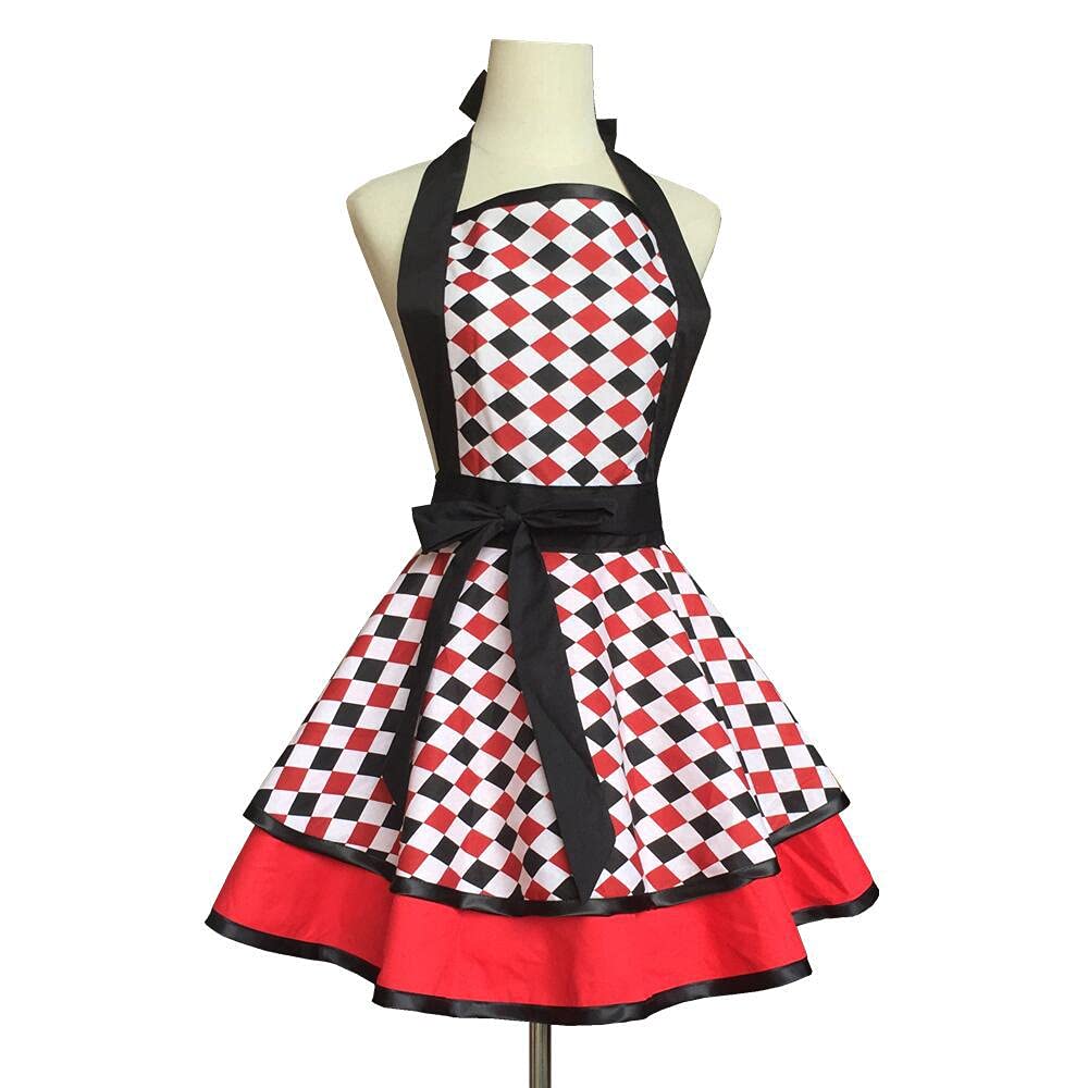 Hyzrz Lovely Handmade Cotton Retro Aprons for Women Girls Cake Kitchen Cook Apron for Mother's Gift ()