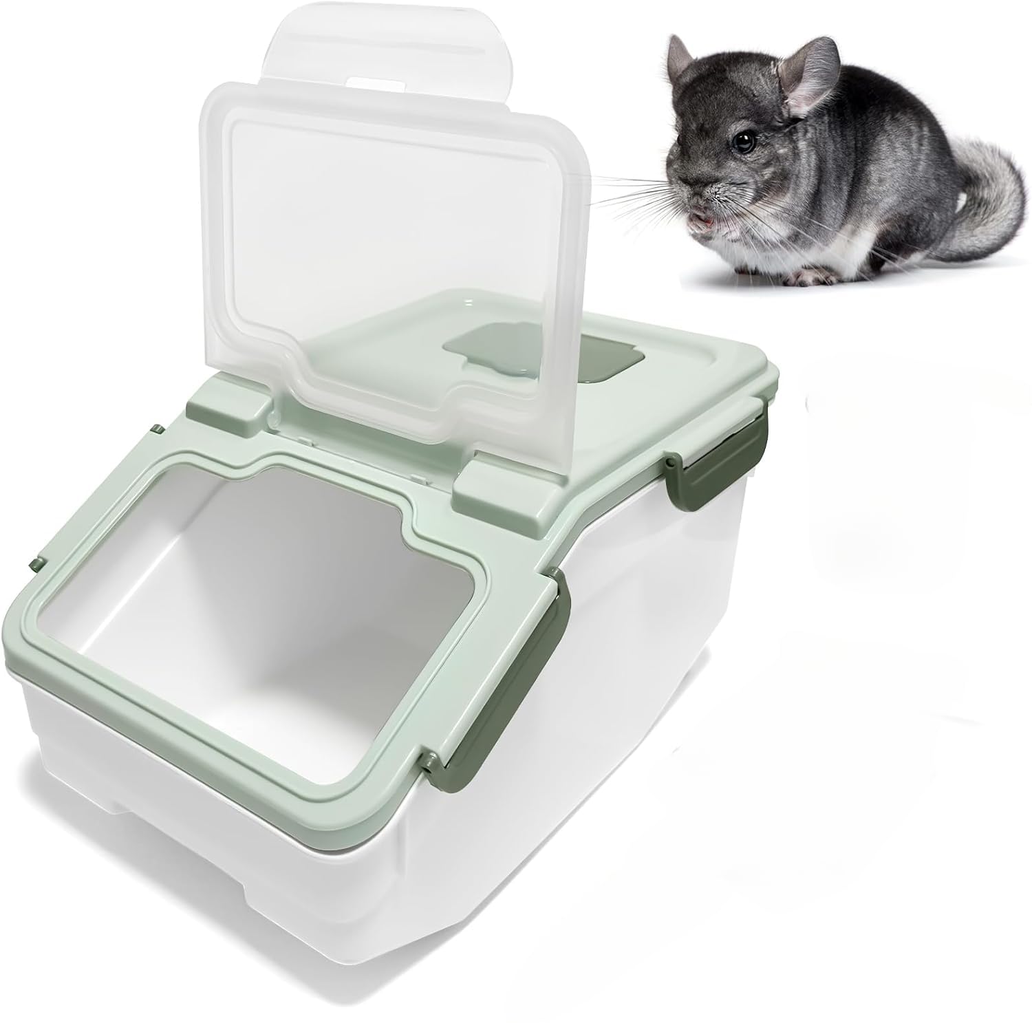 Large Chinchilla Sand Bath Container Kit Plastic Chinchillas Dust Bath House, Hamster Shower Room for Hedgehog Guinea Pig Squirrel and Other Small Animals (Green)