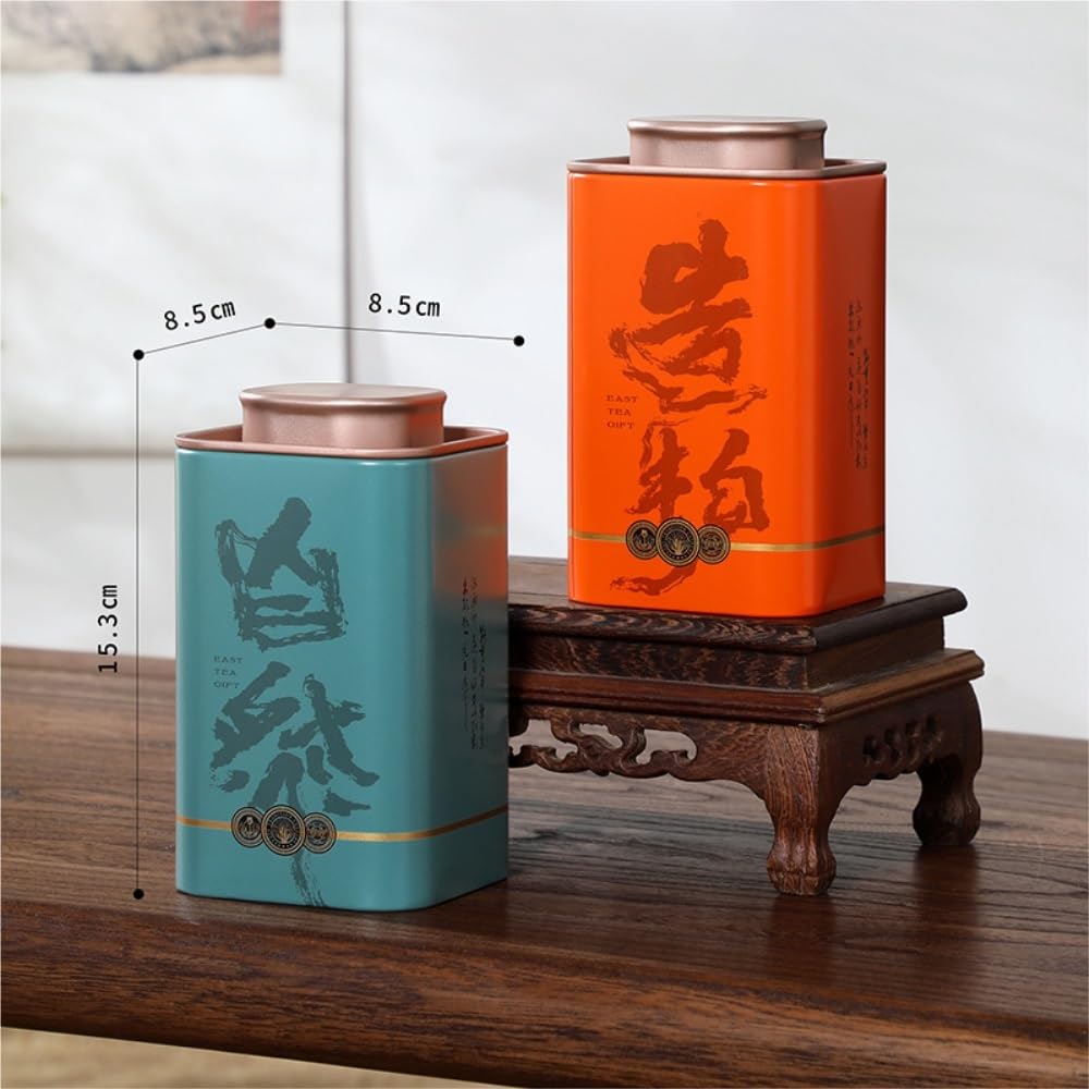 ULTRAWAVE Latas De Té Contenedor de Almacenamiento de té a Granel, Tarro de Cocina, Lata sellada, Juego de té Retro, Caja de Regalo de Doble Lata, Caja vacía Tarro para Guardar Té(C)