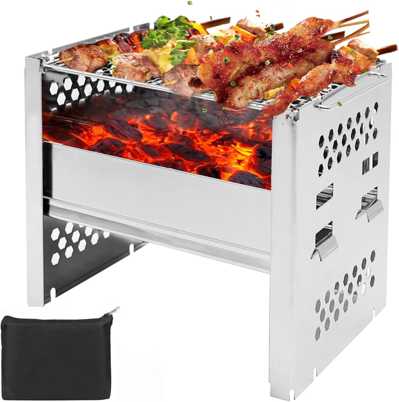 Portable Camping Stove, Collapsible Stainless Steel Wood Burning Stove