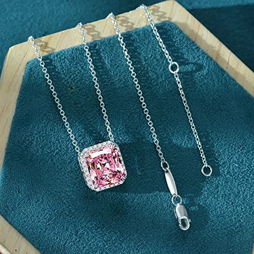 Collier en argent sterling 925 véritable avec pendentif carré moissanite