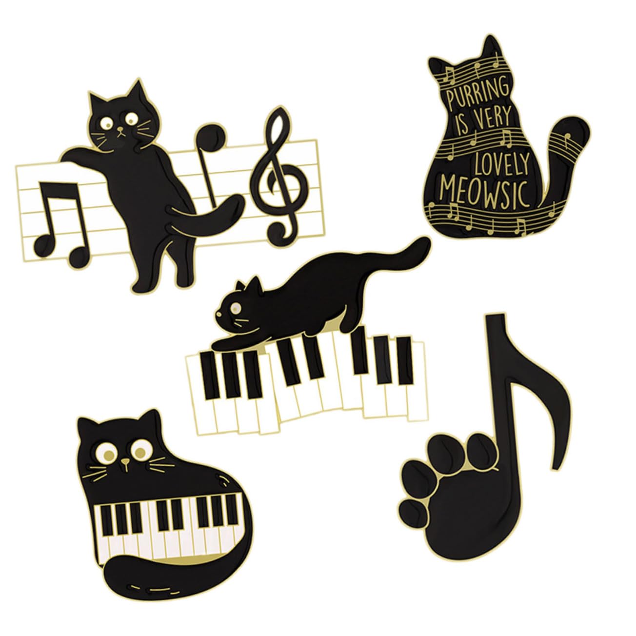 BESPORTBLE Spilla Corpetto Musicale Spilla Decorativa Perni Carino Spillo Pin Per Gatto Spille Distintive Spilla Per Abbigliamento Smalto Vestiario A Tema Lega Black