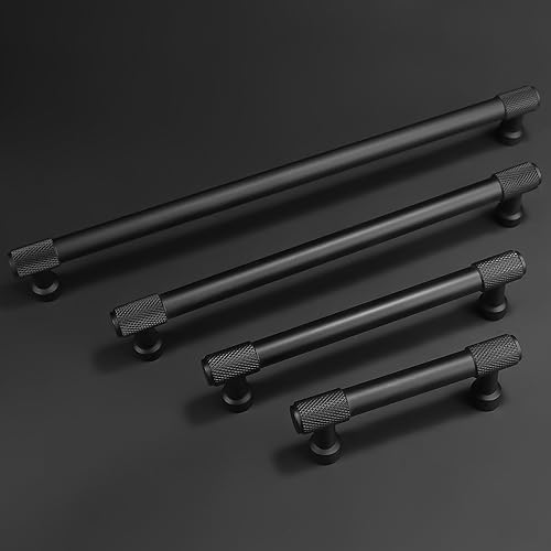 Miniatura 7 de Paquete de 10 manijas de gabinete de cocina de 5 pulgadas, color negro mate moleteado, tiradores de cajón negros, accesorios de cocina, manijas de