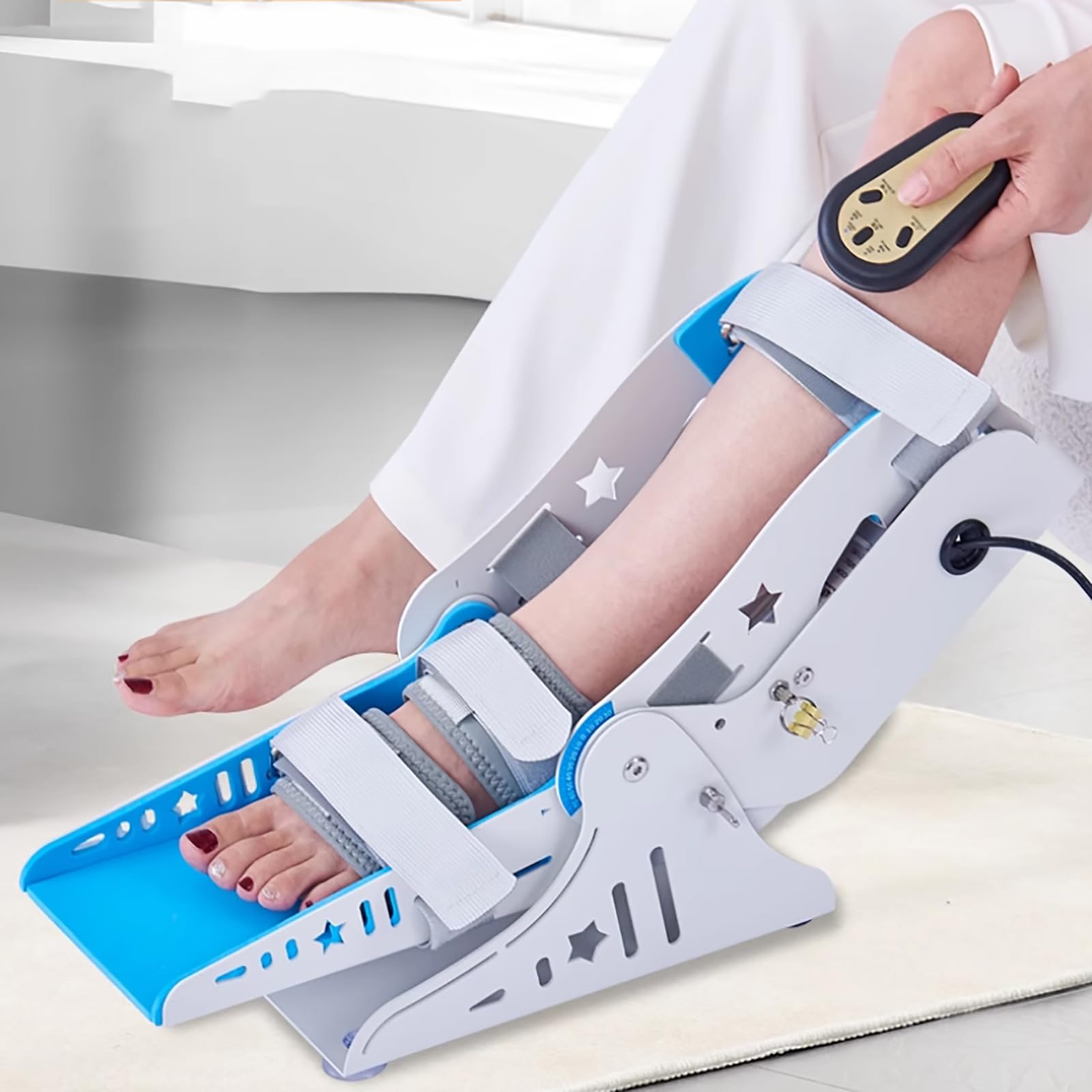 McbeAn Allenatore Articolare alla Caviglia, Trainer di Estensione della Caviglia Automatica con Telecomando, modalità Manuale/Automatica, Angolo Regolabile, Sit/sdraiarsi per L'uso