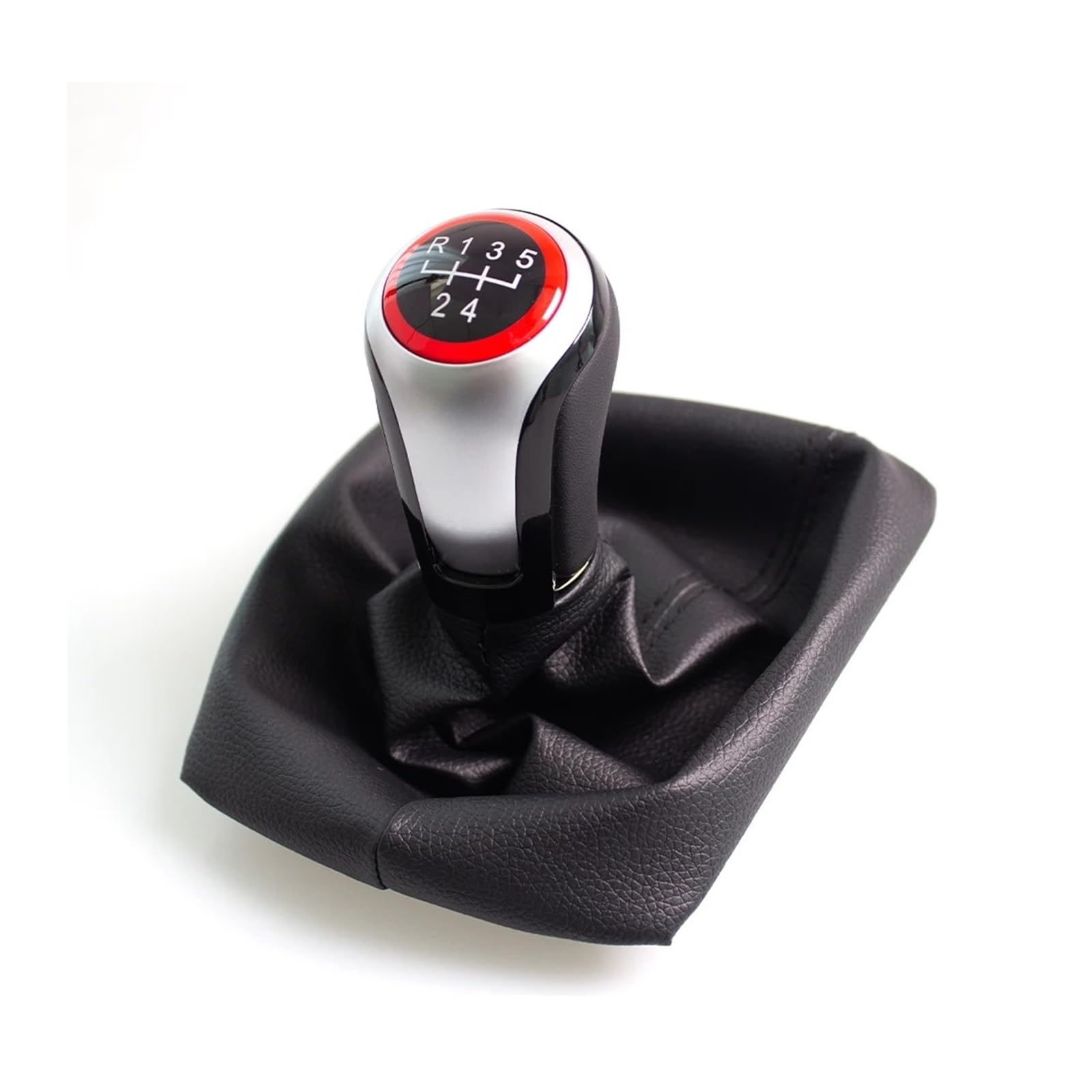 QMTVFSRH Car Gear Shift Knob 5/6-Speed Gear Shift Knob with PU Leather Gaiter Boot for Skoda for Octavia 2 A5 A6 2004-2012 LHD(5 Speed)