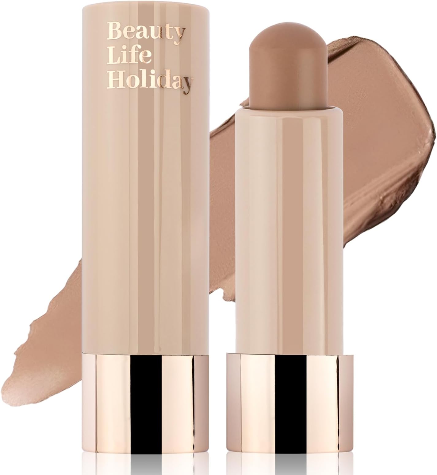 Erinde Warm Toned Bronzer Stick, Natural Cream Contour Stick, Blendable & Smooth Matte Bronzer Stick, Waterproof & Long Lasting Face Shaping Contouring Makeup, 02 Natural Brown