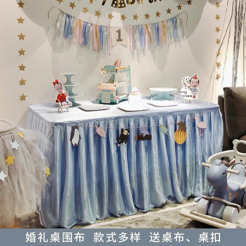 6 stóp x 77 cm 2 warstwy różowy niebieski biały puszysta siatka tutu tiulowa spódnica na stół szyfonowa spódnica na wesele na baby shower plisowana spódnica na stół