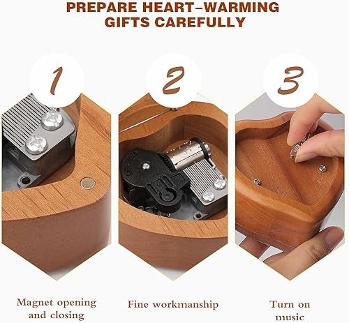 Miniatura 5 de Caja de música de madera para dentistas, higienista dental, regalo para Navidad, cumpleaños, día de San Valentín (forma de corazón)
