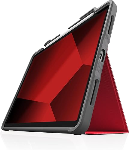 STM Dux Plus - Funda de goma ultra protectora y ligera con parte trasera transparente, soporte para Apple Pencil con tapa de encendidoapagado de