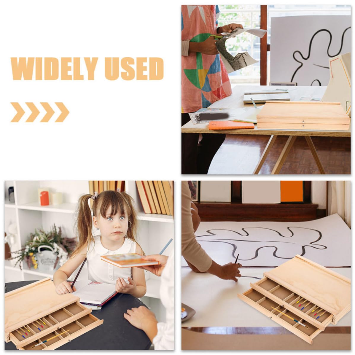 Holz Aufbewahrungsbox für Marker und Malutensilien Zweistöckige Künstler Holzbox zur Effizienten Organisation von Zeichen Malsachen Eleganter Holz Organizer für Atelier und