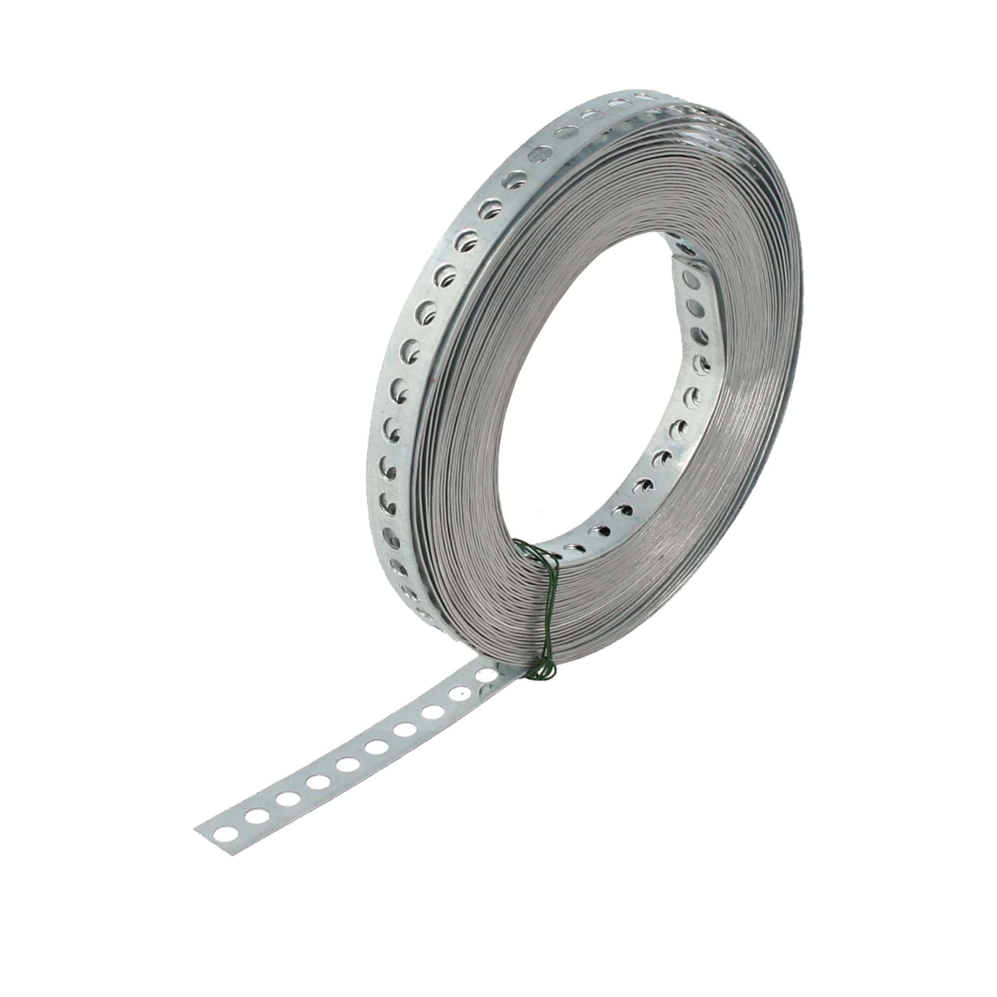 tecuro Taśma perforowana 12 mm x 10 m rolka, grubość materiału 0,6 mm, wymiar otworu Ø 5 mm - stal nierdzewna V2A - LBES12
