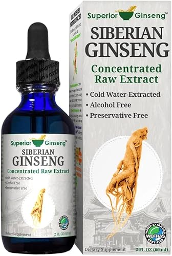 Extracto de raíz de ginseng siberiano, ingredientes orgánicos y sin alcohol, 2 onzas, agua mineral fúlvica fría patentada, extraída, adaptógeno,