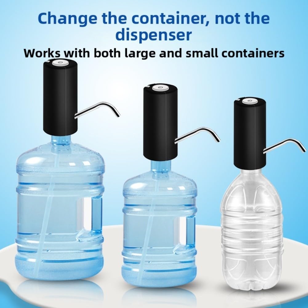 Distributeur d'eau électrique à pompe rechargeable par USB, dispositif d'aspiration automatique 5C20L, portable pour PP et acier inoxydable, noir/blanc