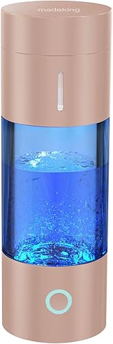madeking Botella de generador de agua de hidrógeno - con tecnología SPE y PEM, vaso de vidrio de agua rico en hidrógeno recargable, máquina portátil