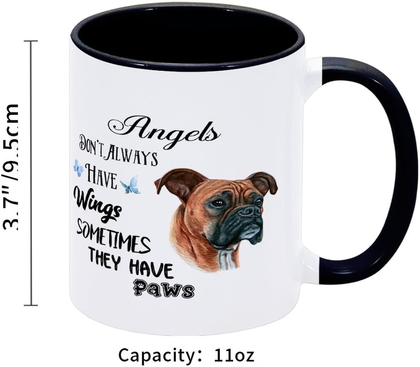 Angels Don't Always Have Wings Sometimes They Have Paws Funny Coffee Mugs Boxer Coffee Mug Ceramic Mug Tea Cup Mug With Large C Handle Gift for Friend Teacher Mother Father, 11 Oz image 3