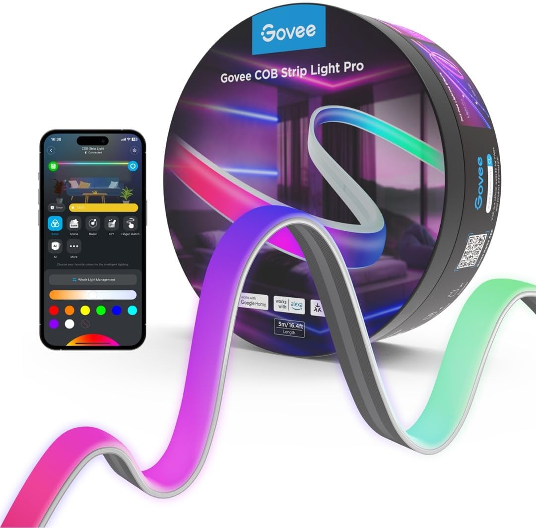 Govee COB Led Şerit Işık Pro Akıllı Aydınlatma Sistemi Çok Renkli 3 Metre
