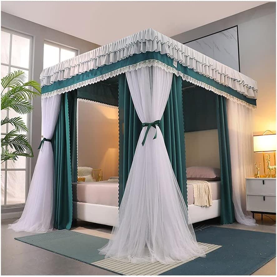 Moustiquaire avec support pour lit double contre les insectes voilage vert