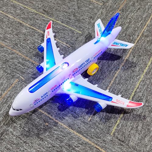 Tipmant Baby Toddler Electric Airplane Vehicle Car Toy Electronic Plane Aircraft, Automatic Driving, Music, Flash Light Kids Birthday Gifts