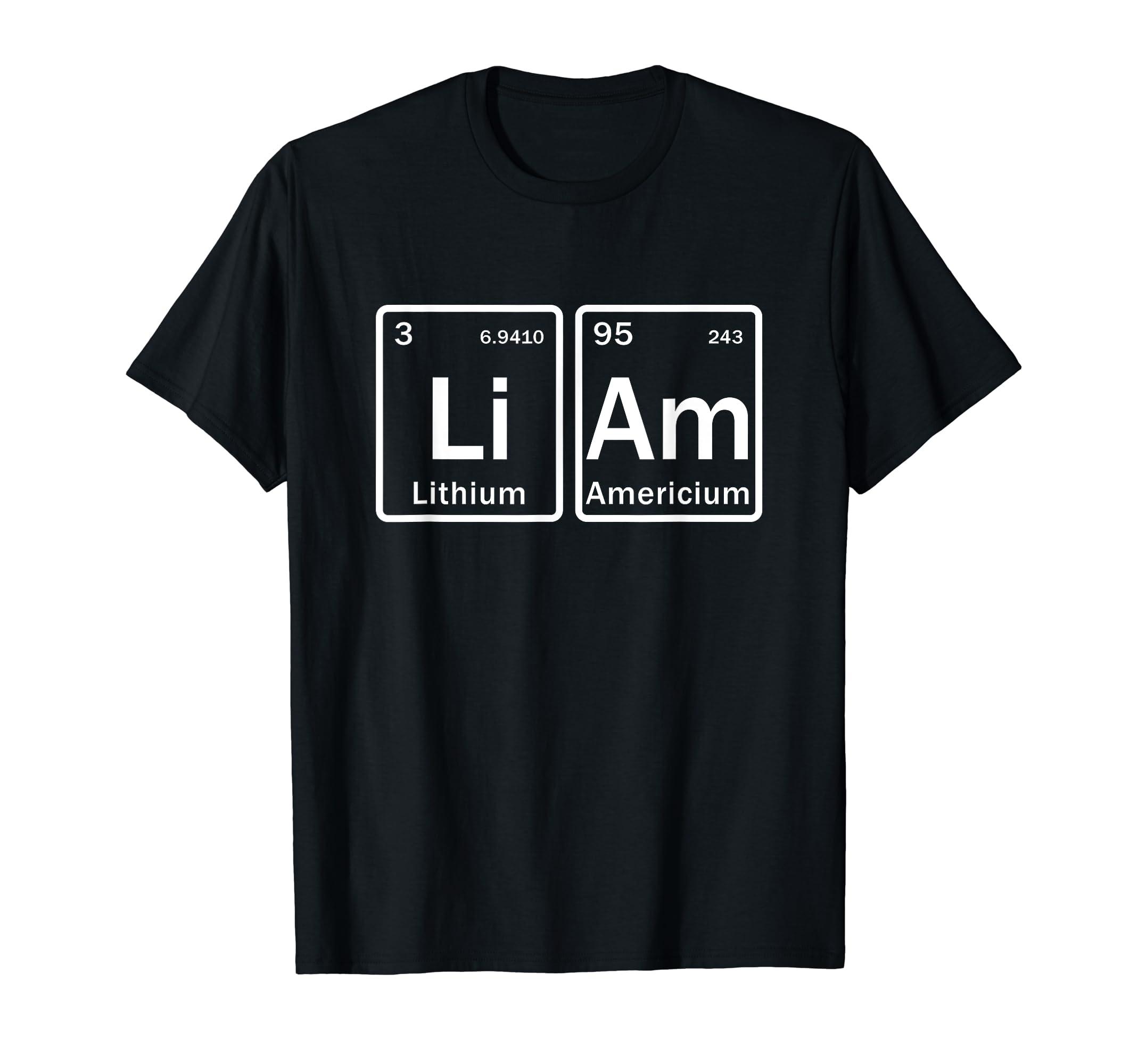 Liam Name Personalized in Periodic Table Elements T-Shirt
