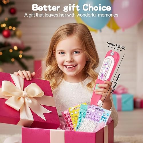 Miniatura 7 de Juguete de sellado de gemas para el cabello para niñas, herramienta de peinado con diamantes brillantes reutilizables, juguete deslumbrante para el