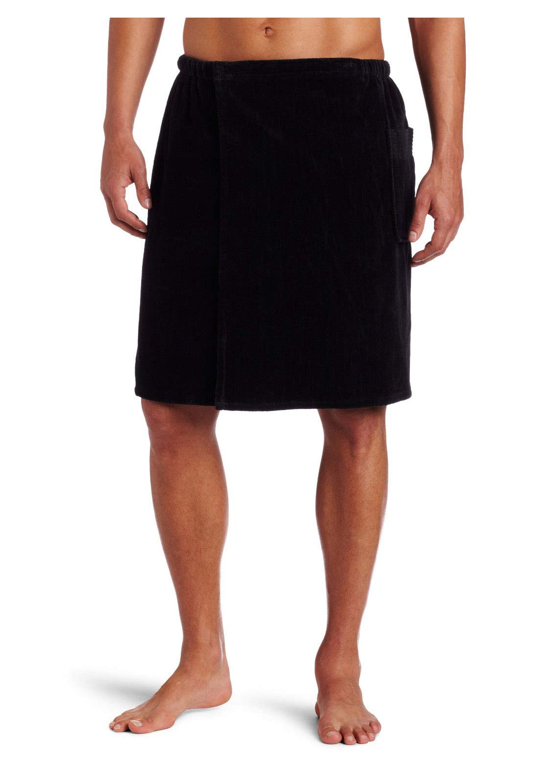 Terry Cotton Mens Spa Wrap Towel - Black Color- Small Medium