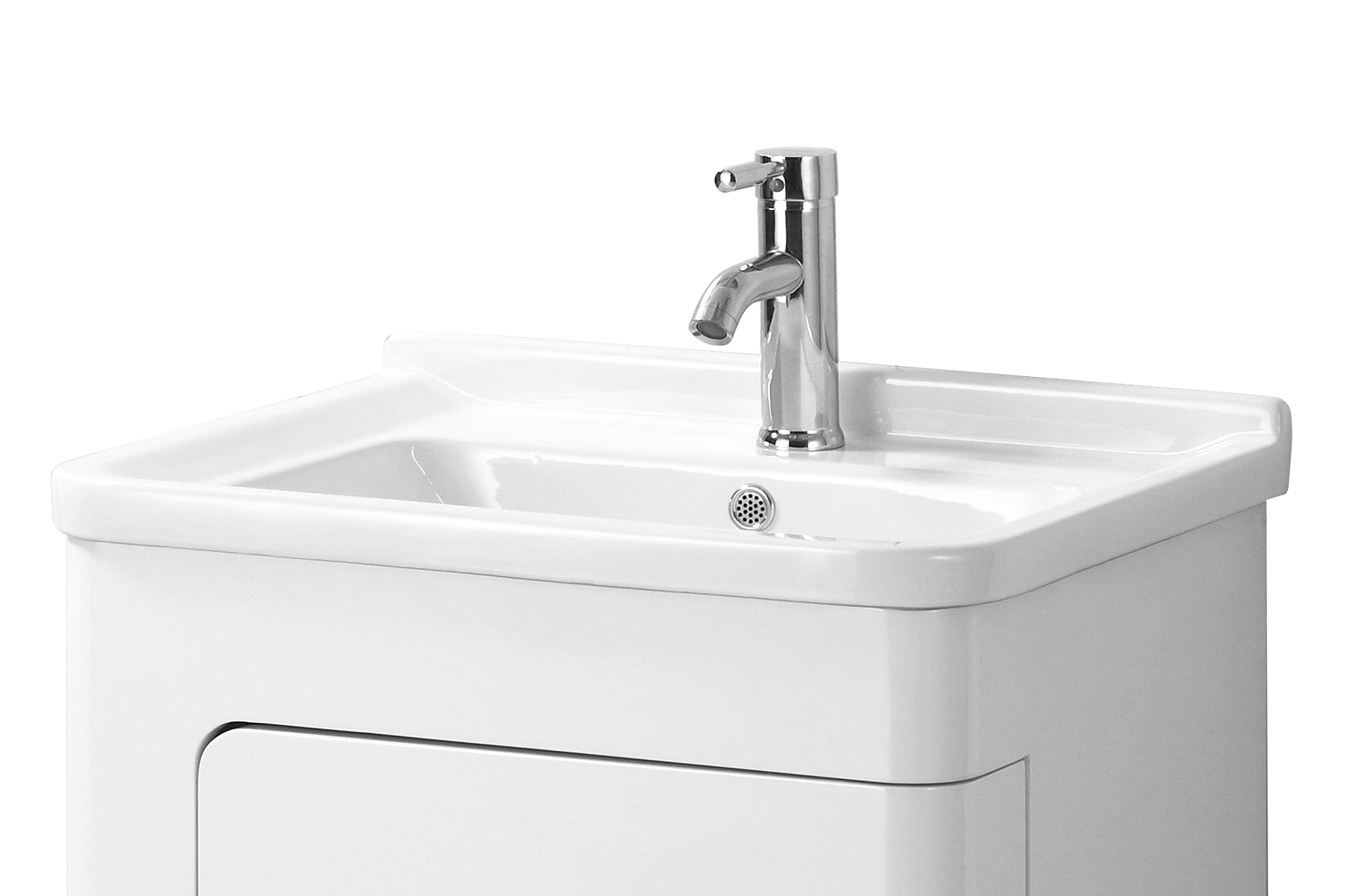 Premier Housewares Kitchen Sink White Bathroom Undersink Cabinet Ceramic Sink Storage Bathroom Durable Bathroom Sinks w60 x d48 x h24cm