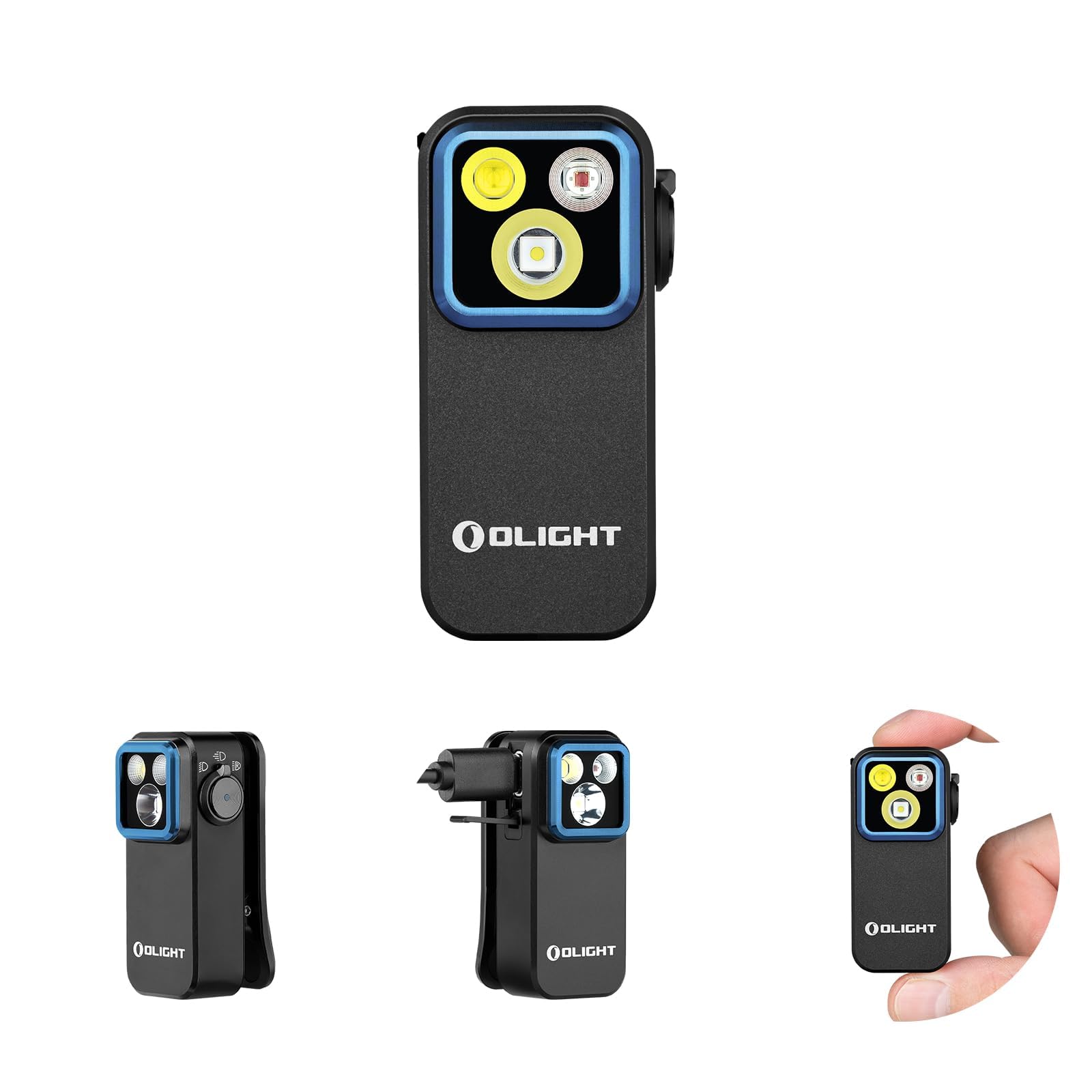 OLIGHT Oclip Pro Lampe de Poche à Clip 3 Sources de Lumière 5 Modes 500LM 120M Performance Max. Mini Lampe Torche Longue Durée 144H EDC Type C Rechargeable Petit Lampe IPX6 pour l'éclairage de Secours