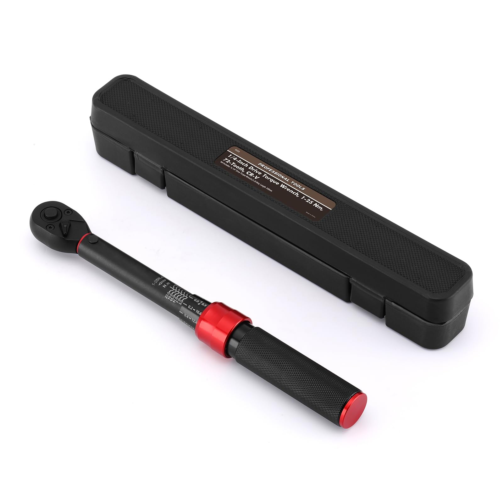 MIXPOWER 1/4" Drive 72 Teeth Torque Wrench, 1-25Nm, CR-V, with Storage Box