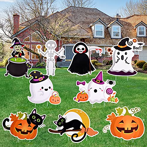 FilmHOO 9PCS Halloween Decorations Outdoor Yard Signs - Halloween Decor Lawn Signs with 18 Stakes,Halloween Ghost Skeleton Pumpkin Garden Lawn Decorations for Home Party FilmHOO 9PCS Halloween Decorations Outdoor Yard Signs - Halloween Decor Lawn Signs with 18 Stakes,Halloween Ghost Skeleton Pumpkin Garden Lawn Decorations for Home Party