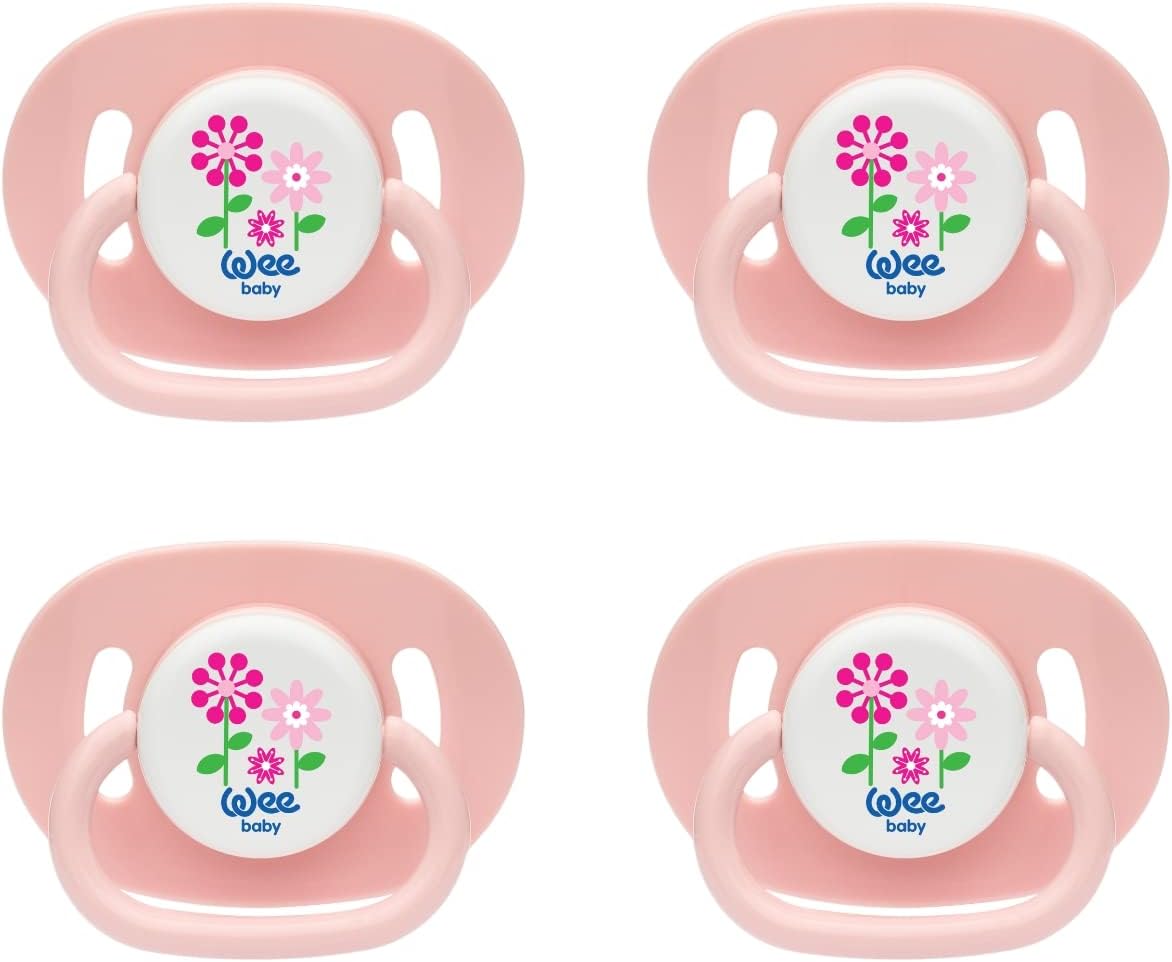 Wee Baby (4Pack) Baby Dummies Durable, Opaque Teething Dummy with