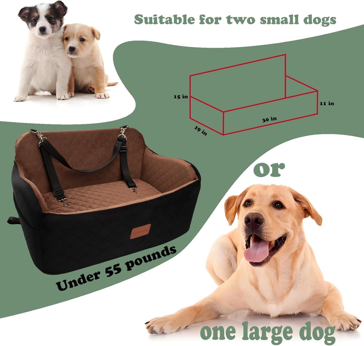 Dog Booster Car Seat for Medium Dogs,Two Clip-On...