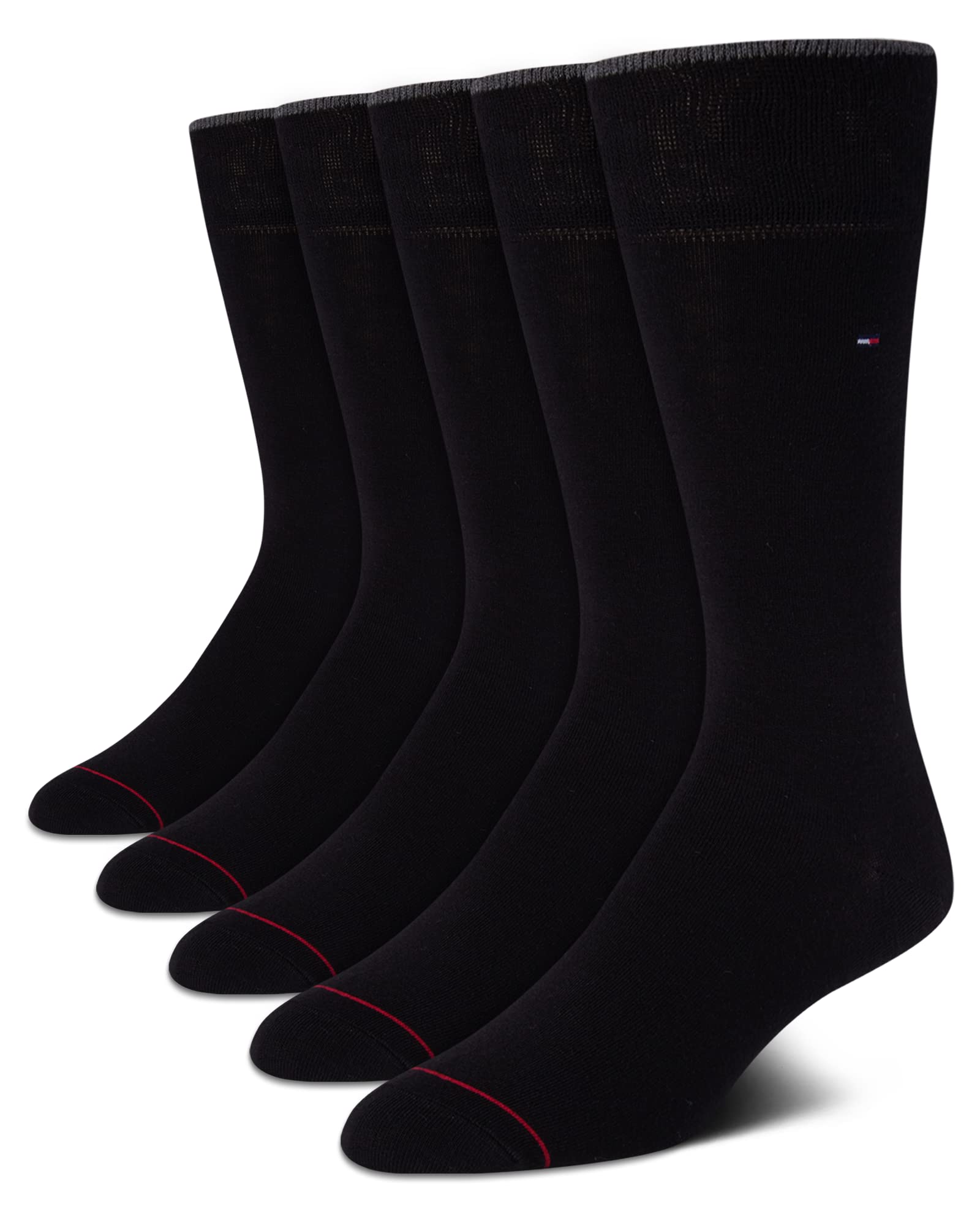 Men's 5 Pair Flat Knit Rayon Blend Crew Socks