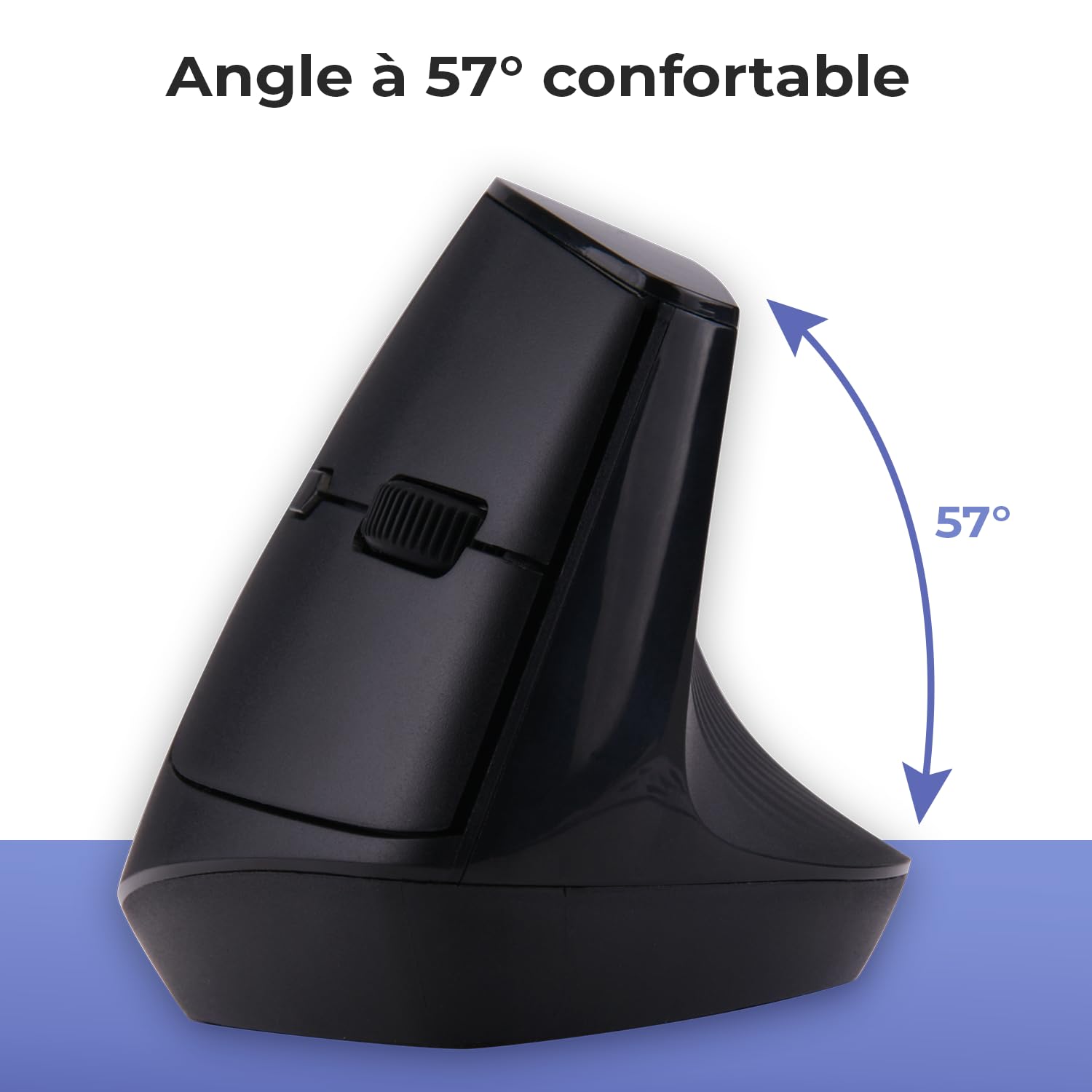 AD ADVANCE - Smartergo, Ensemble Clavier Souris sans Fil Ergonomique pour PC, Souris Verticale 57° Réglable 1600 DPI, Clavier AZERTY avec Repose-Poignets 112 Touches & 12 Raccourcis, 2.4 GHz, Noir