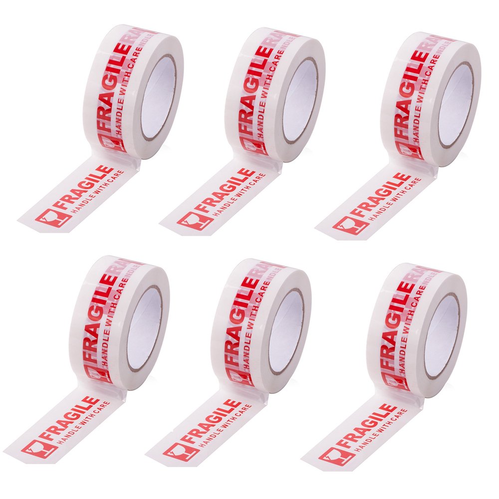 AGU warning fragile tape-handle con cura imballaggio stampa tape-2 pollici x 330 piedi (100,6 m) 6Rolls