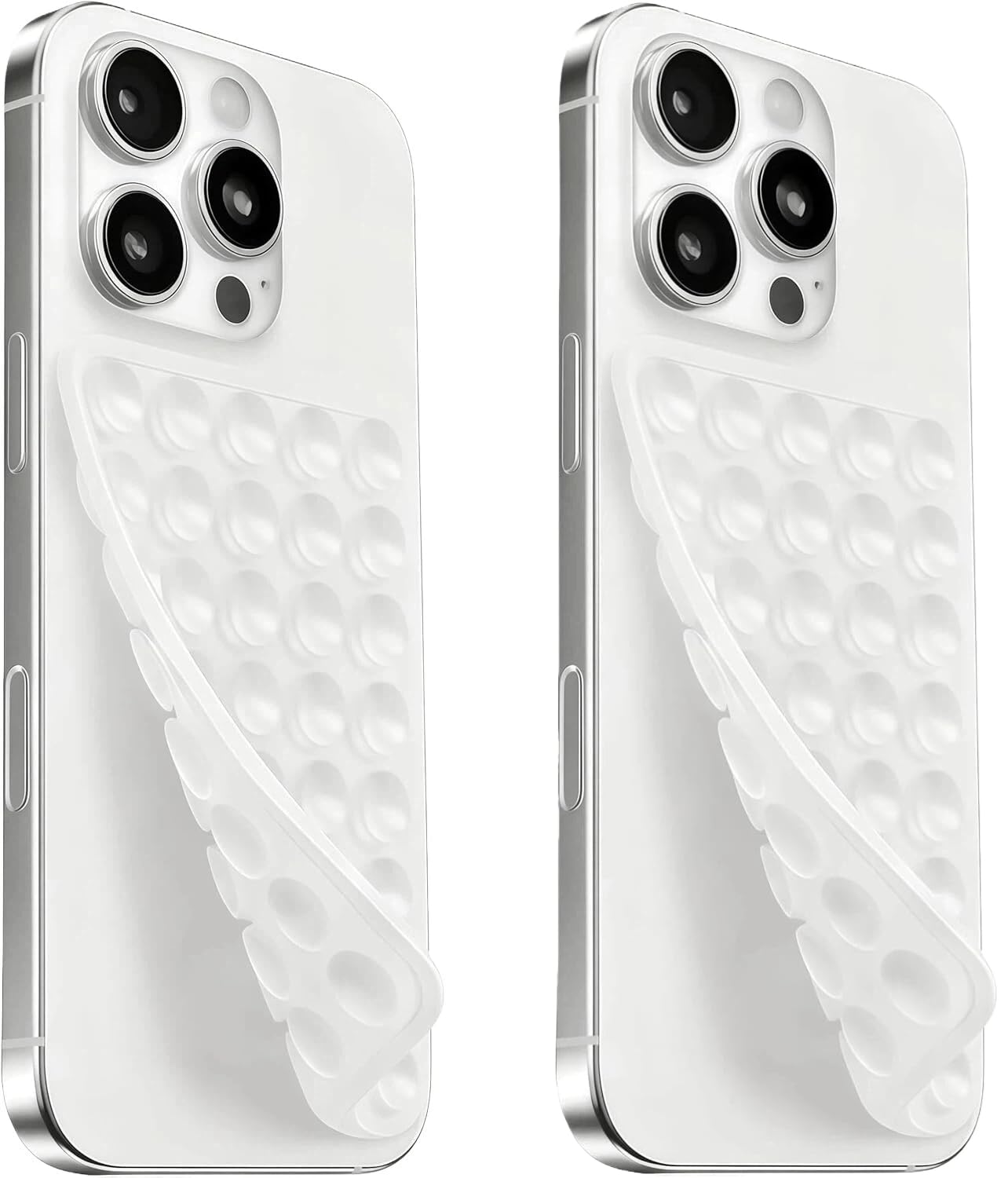 (2 Pack) Silicone Suction Cup Phone Case Mount Double Sided, Clear &amp; Clear | Removable Sticky Phone Grip with Higher Suction Power for Cell Phone, Hands-Free Phone Accessories for Selfies and Videos