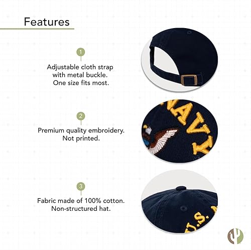 Miniatura 4 de Desert Cactus Gorra de béisbol de la Marina de los Estados Unidos, con ala bordada, con correa de tela ajustable, para adultos (estilo D)