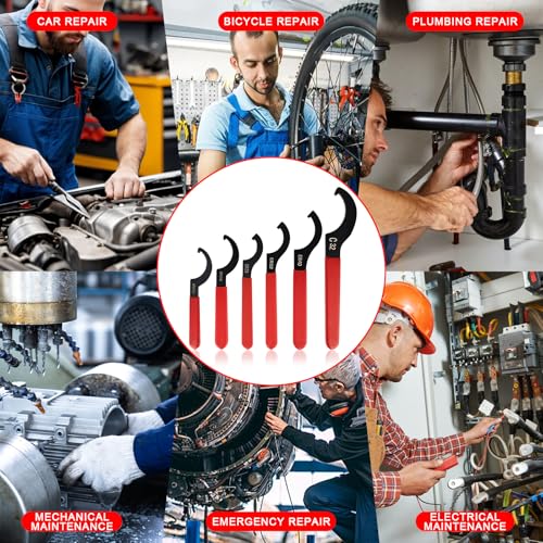 Trendecor 6 Stück C Hakenschlüssel Set, Verstellbarer Hakenschlüssel für Graviermaschinen mit Rutschfestem Griff gewindefahrwerk Anziehen oder Lösen von Nuss zum Anziehen oder Lösen von Nuss