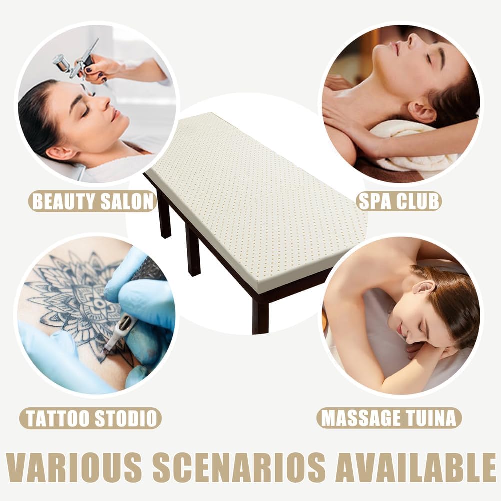Thick 5cm,80 * 185cm,LDLCYCN Natural Latex Mattress Topper Breathable Massage Table Mattress Pad with Dustproof Cover Thicken 5Cm(2In) Spa Bed Pad Help Relief Shoulder & Back Pain for Beauty Bed