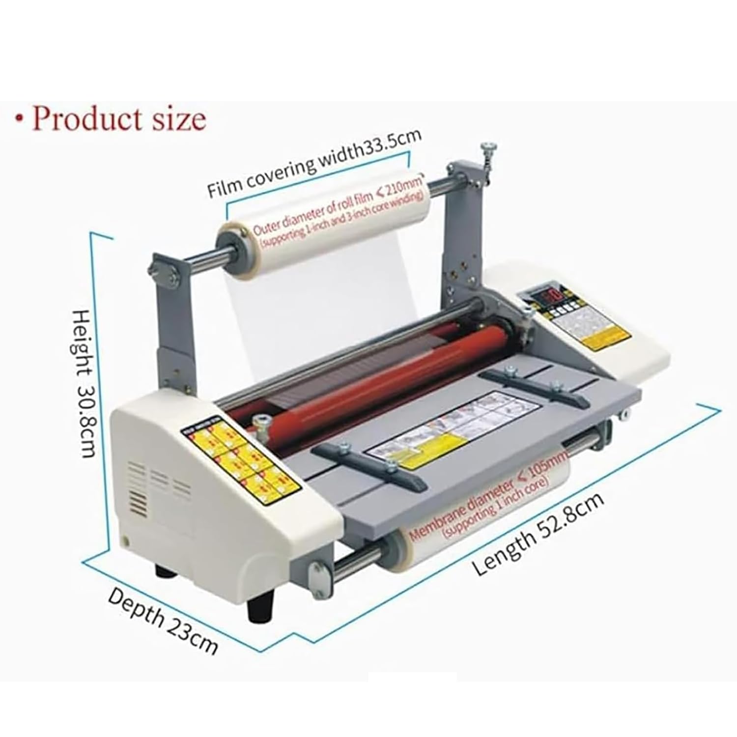 TsoLay Plastificadora Térmica De Rodillo Frío, Máquina Plastificadora De Una/Dos Caras con 4 Rodillos De Goma Gruesos, Velocidad Ajustable 0.3~3M/min, Regulación De Velocidad De 9 Niveles, para Fotos