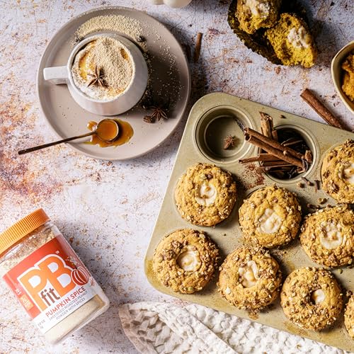 Image of PBfit 15 Ounce Pumpkin Spice Peanut Butter Powder, Powdered Peanut Butter Spread From Real Roasted Peanuts, 7g of Protein 7% DV, Gluten-Free, 70 calories, 90% less fat (Pack of 1)