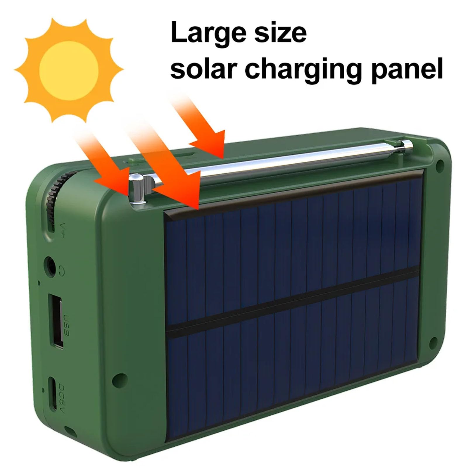 Solar Powered DAB + Radio with Bluetooth 5.0, 3W Stereo Speaker, USB SD Playback, 30 Presets 1200mAh Battery for Home, Travel, Emergency Preparedness