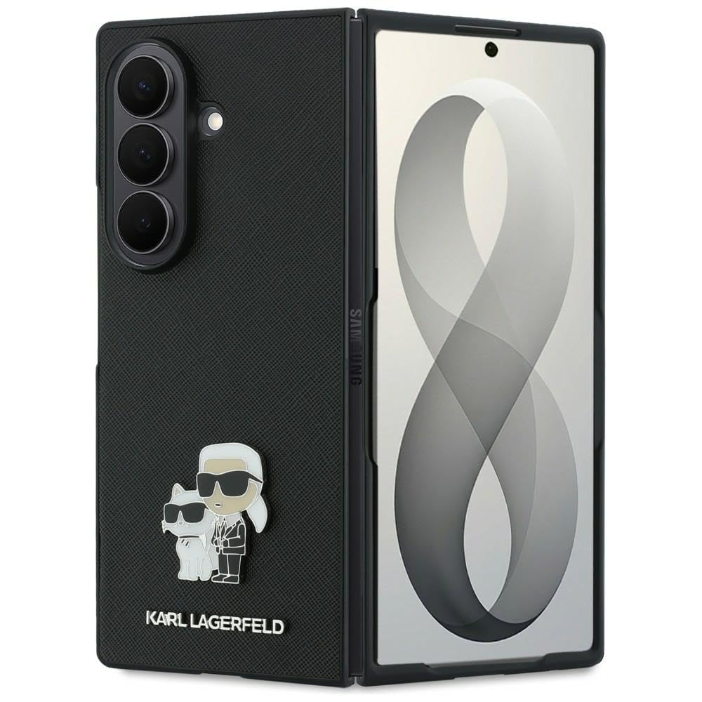 CG MOBILE Karl Lagerfeld Saffiano Karl&Choupette Pin - Custodia per Samsung Galaxy Z Fold8 Ultra (nero)